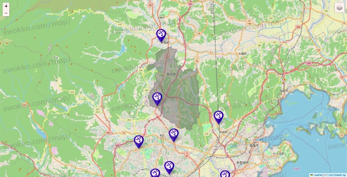 宮城県のエニタイムフィットネスの店舗地図