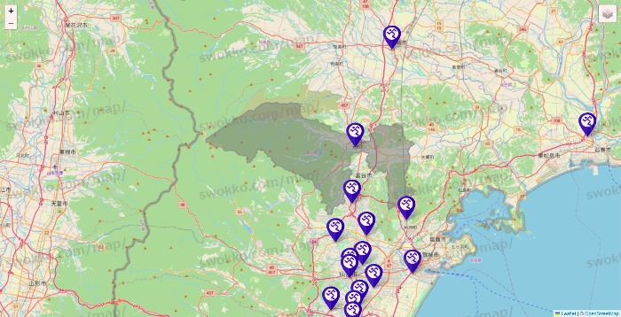 宮城県のエニタイムフィットネスの店舗地図