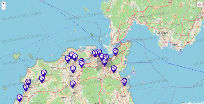 福岡県のエニタイムフィットネスの店舗地図