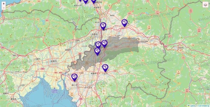 福岡県のエニタイムフィットネスの店舗地図