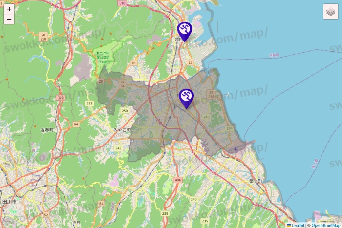 福岡県のエニタイムフィットネスの店舗地図