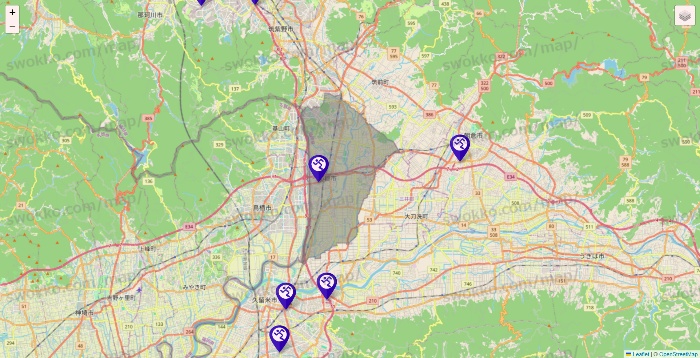 福岡県のエニタイムフィットネスの店舗地図