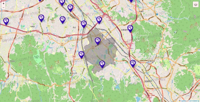 福岡県のエニタイムフィットネスの店舗地図