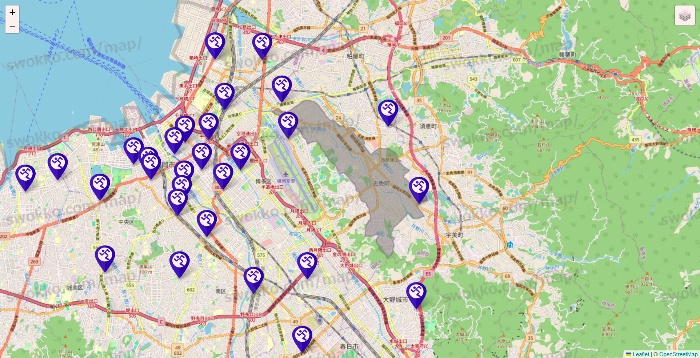 福岡県のエニタイムフィットネスの店舗地図