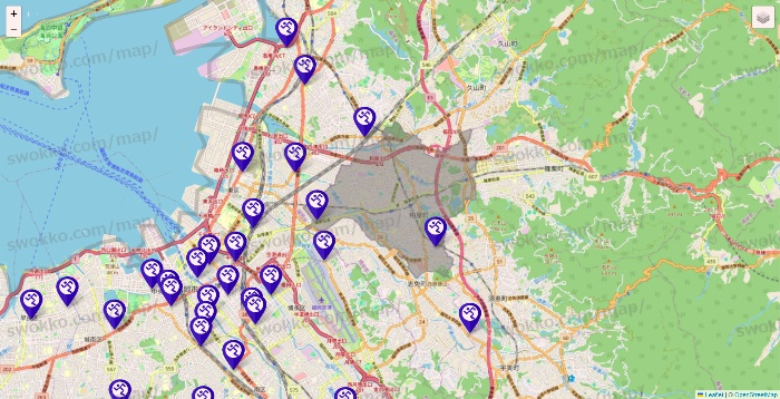福岡県のエニタイムフィットネスの店舗地図