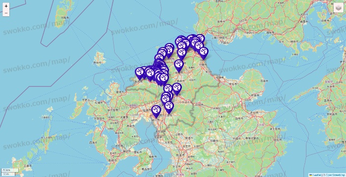 福岡県のエニタイムフィットネスの店舗地図