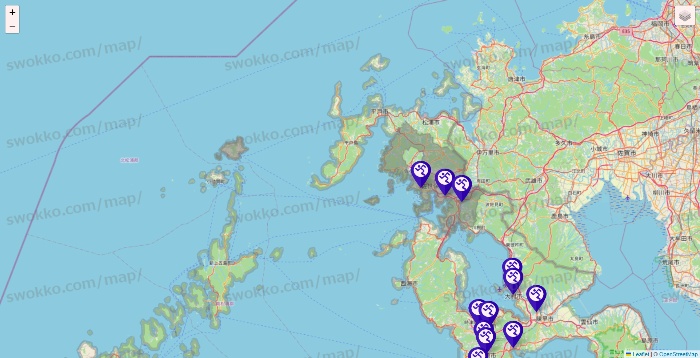 長崎県のエニタイムフィットネスの店舗地図