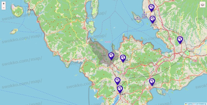 長崎県のエニタイムフィットネスの店舗地図