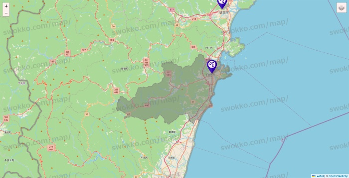 宮崎県のエニタイムフィットネスの店舗地図