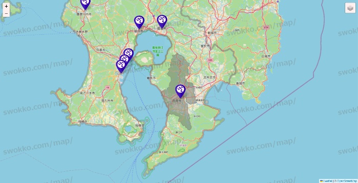 鹿児島県のエニタイムフィットネスの店舗地図