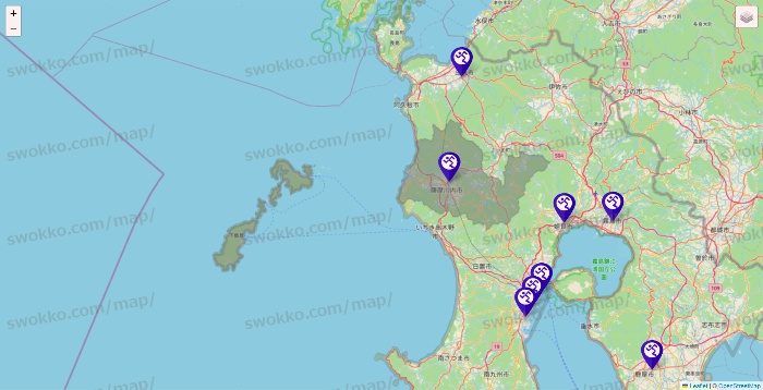 鹿児島県のエニタイムフィットネスの店舗地図