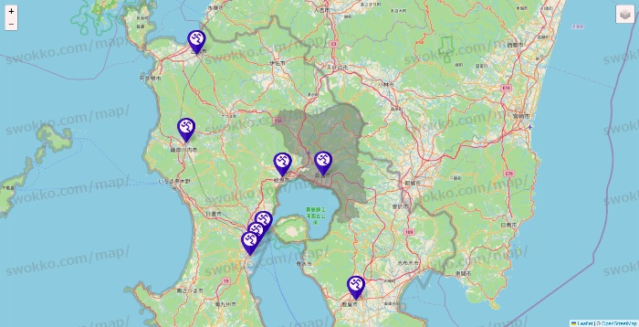 鹿児島県のエニタイムフィットネスの店舗地図