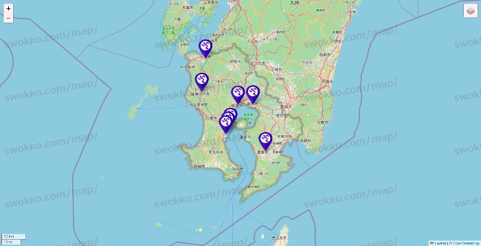 鹿児島県のエニタイムフィットネスの店舗地図