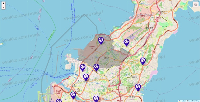沖縄県のエニタイムフィットネスの店舗地図