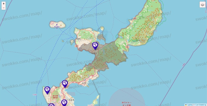 沖縄県のエニタイムフィットネスの店舗地図