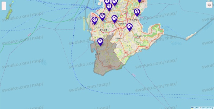 沖縄県のエニタイムフィットネスの店舗地図