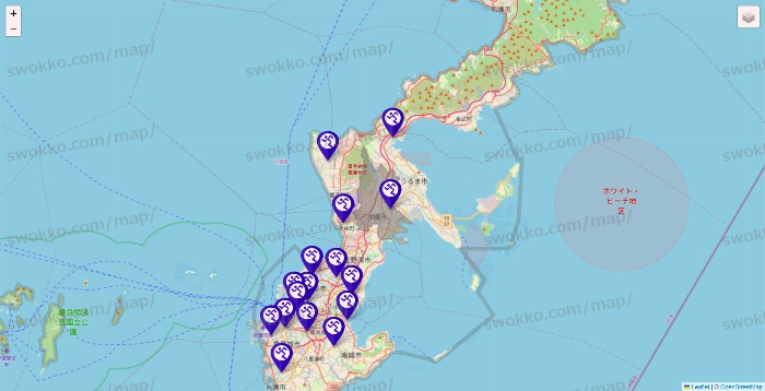 沖縄県のエニタイムフィットネスの店舗地図