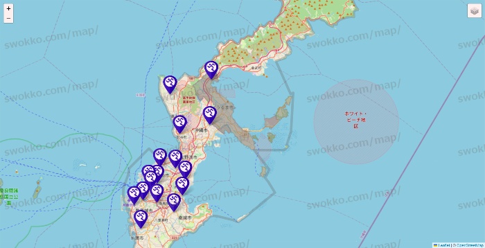 沖縄県のエニタイムフィットネスの店舗地図