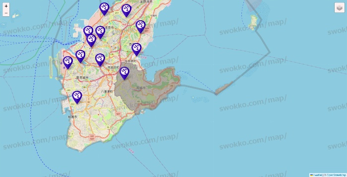 沖縄県のエニタイムフィットネスの店舗地図
