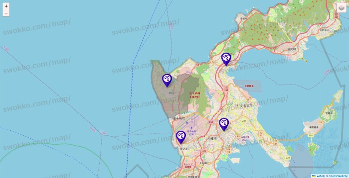 沖縄県のエニタイムフィットネスの店舗地図