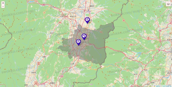 山形県のエニタイムフィットネスの店舗地図