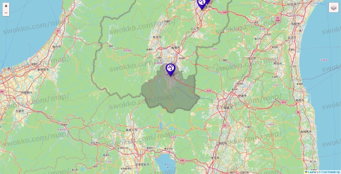 山形県のエニタイムフィットネスの店舗地図