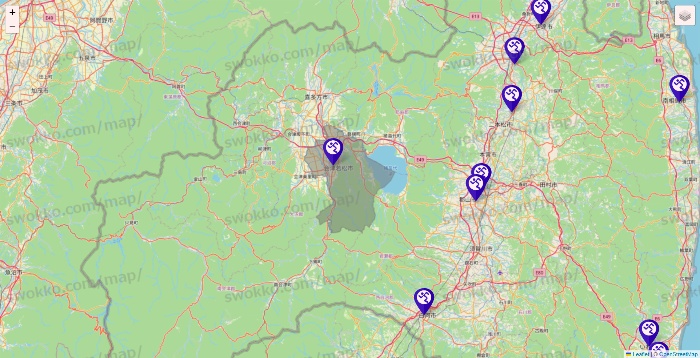 福島県のエニタイムフィットネスの店舗地図