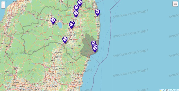 福島県のエニタイムフィットネスの店舗地図