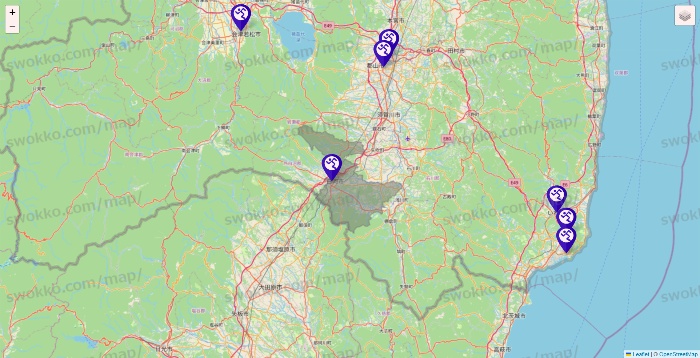 福島県のエニタイムフィットネスの店舗地図