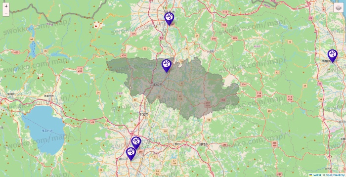 福島県のエニタイムフィットネスの店舗地図