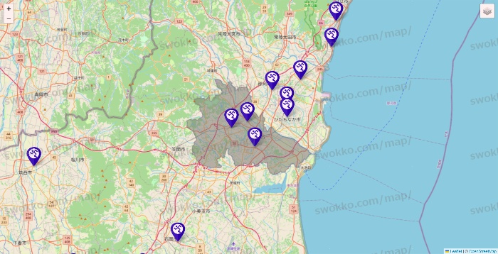 茨城県のエニタイムフィットネスの店舗地図