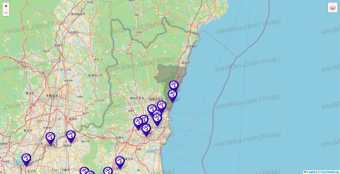 茨城県のエニタイムフィットネスの店舗地図