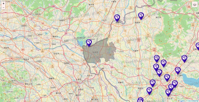 茨城県のエニタイムフィットネスの店舗地図