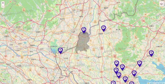 茨城県のエニタイムフィットネスの店舗地図