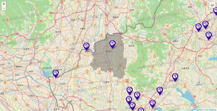 茨城県のエニタイムフィットネスの店舗地図
