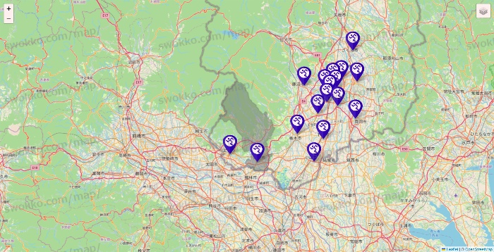 栃木県のエニタイムフィットネスの店舗地図