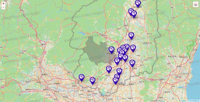 栃木県のエニタイムフィットネスの店舗地図