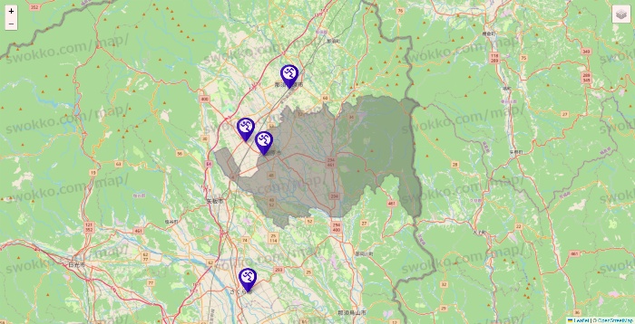 栃木県のエニタイムフィットネスの店舗地図