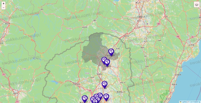 栃木県のエニタイムフィットネスの店舗地図
