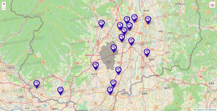 栃木県のエニタイムフィットネスの店舗地図