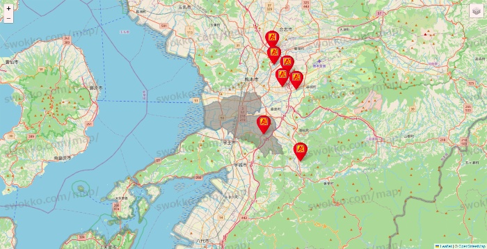 熊本県のアタックスの店舗地図