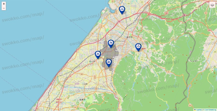 石川県のアクトスの店舗地図