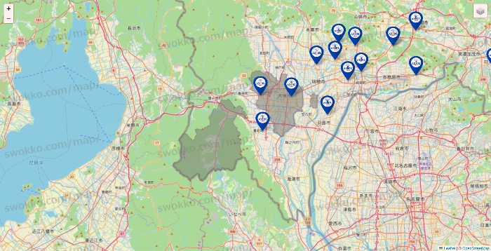 岐阜県のアクトスの店舗地図