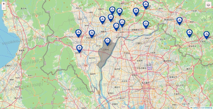 岐阜県のアクトスの店舗地図