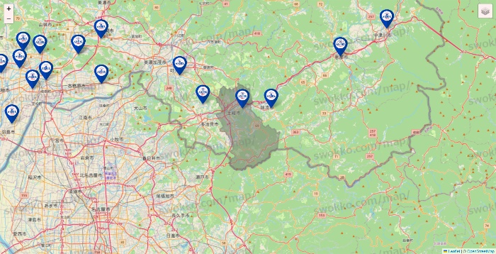 岐阜県のアクトスの店舗地図