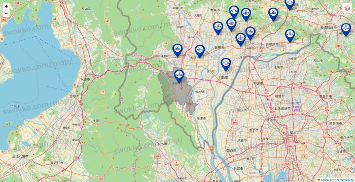 岐阜県のアクトスの店舗地図