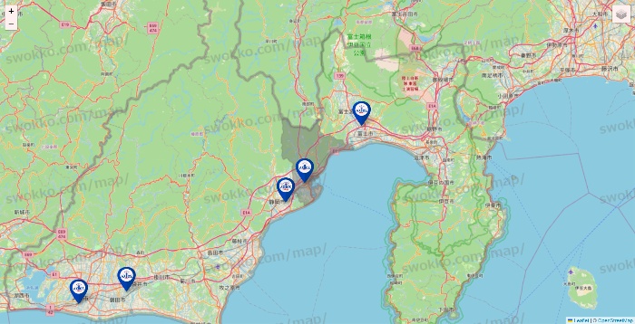 静岡県のアクトスの店舗地図