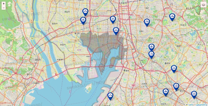 愛知県のアクトスの店舗地図