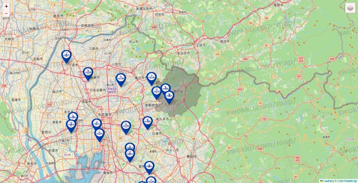 愛知県のアクトスの店舗地図