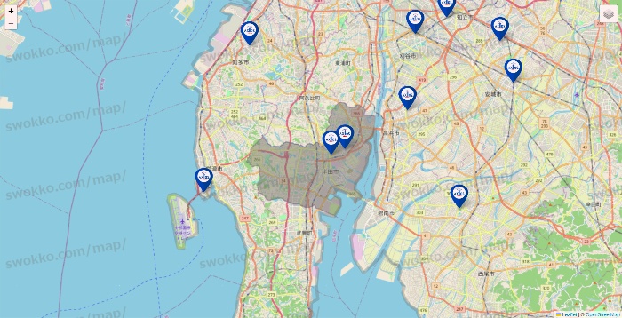 愛知県のアクトスの店舗地図